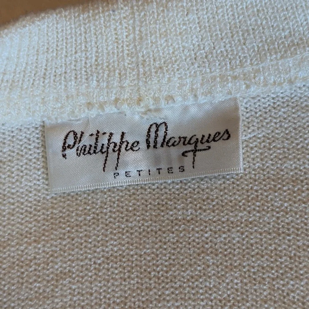 VTG Philippe Marques Cardigan 6P Purity White Modest Drop Pockets Grannycore USA